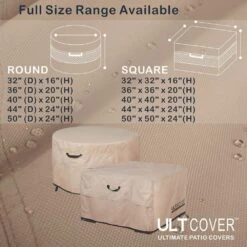 36 In. Patio Fire Pit Table Cover Round Outdoor Waterproof Fire Bowl Cover, Brown -Fire Place Store itopfox fire pit covers and accessories h2ph039011 4f 1000