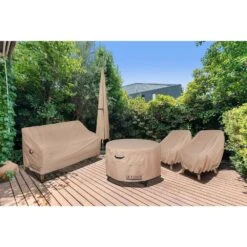 36 In. Patio Fire Pit Table Cover Round Outdoor Waterproof Fire Bowl Cover, Brown -Fire Place Store itopfox fire pit covers and accessories h2ph039011 76 1000