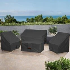 Patio Fire Pit Cover - Waterproof 600D Outdoor Rectangular Fire Table Cover Deck Box Protector, Black 12 Patio Fire Pit Cover - Waterproof 600D Outdoor Rectangular Fire Table Cover Deck Box Protector, Black -Fire Place Store itopfox fire pit covers and accessories h2ph039013 fa 1000