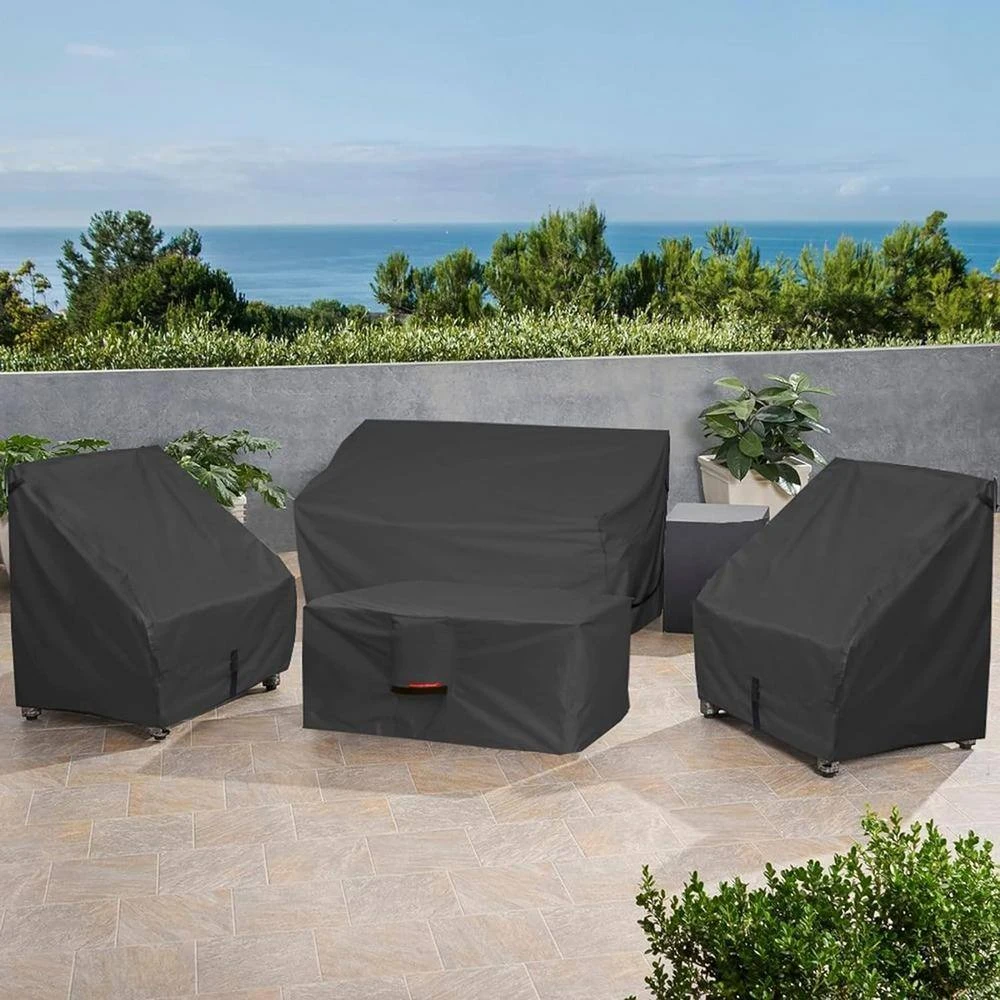 Patio Fire Pit Cover - Waterproof 600D Outdoor Rectangular Fire Table Cover Deck Box Protector, Black 6 Patio Fire Pit Cover - Waterproof 600D Outdoor Rectangular Fire Table Cover Deck Box Protector, Black - Image 6