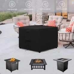 Outdoor Fire Pit Cover Square 32" Lx32 Wx24 H, Durable Outdoor Gas Waterproof And Weatherproof Cover, Black -Fire Place Store itopfox fire pit covers and accessories h2ph039017 76 1000