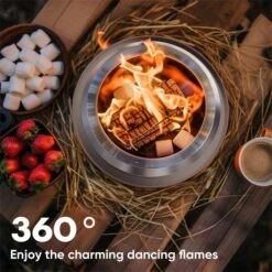 Smokeless Fire Pit 9.6 In. H Outdoor Portable Stainless Steel Tabletop Wood Burning Fire Pit With Storage Bag, Red -Fire Place Store kahomvis outdoor fireplaces w2 lkp1 441 1f 1000