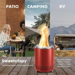 Smokeless Fire Pit 9.6 In. H Outdoor Portable Stainless Steel Tabletop Wood Burning Fire Pit With Storage Bag, Red -Fire Place Store kahomvis outdoor fireplaces w2 lkp1 441 c3 1000