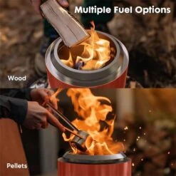 Smokeless Fire Pit 9.6 In. H Outdoor Portable Stainless Steel Tabletop Wood Burning Fire Pit With Storage Bag, Red -Fire Place Store kahomvis outdoor fireplaces w2 lkp1 441 fa 1000