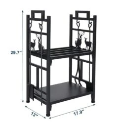 Log Storage Double Layer 30 In. Heavy-Duty Firewood Rack With Tools -Fire Place Store karl home firewood racks 708365384215 fa 1000