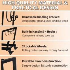 33 In. Indoor/Outdoor Firewood Rack -Fire Place Store karl home firewood racks 720423857752 76 1000