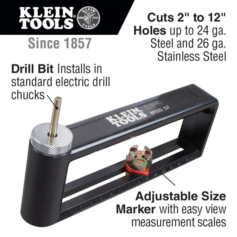 Klein Tools 2 In. To 12 In. Hole Cutter For Duct And Sheet Metal 2 Klein Tools 2 In. To 12 In. Hole Cutter For Duct And Sheet Metal - Image 2