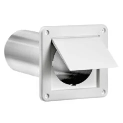 4 In. Plastic Wall Exhaust Dryer Vent With Single Flap And 11 In. Pipe, White
