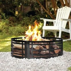 36 In. Metal Wood Burning Outdoor Fire Pit Ring Round Lattice Campfire Ring For Outdoor Camping -Fire Place Store lattice fire ring fire pit covers and accessories ushd 2a oh601 31 1000