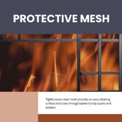 Modern Single-Panel Iron Fireplace Screen, Black -Fire Place Store lavish home fireplace screens 80 fpsr 15 4f 1000