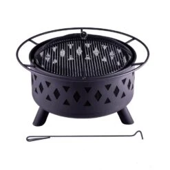 15 In. H X 28 In. Round Wood Burning Fire Pit In Black -Fire Place Store legacy heating outdoor fireplaces cod wd 28 1f 1000