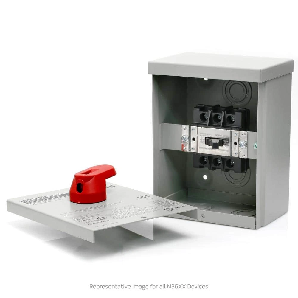 60 Amp 600 Volt Industrial Grade 3-Pole Toggle In Type 3R Enclosure AC Manual Motor Controller - Gray N3603 3 60 Amp 600 Volt Industrial Grade 3-Pole Toggle In Type 3R Enclosure AC Manual Motor Controller - Gray N3603 - Image 3