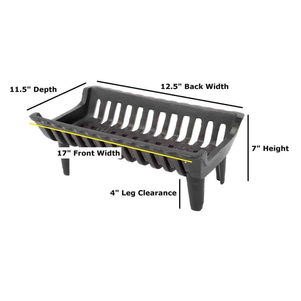 17 In. Cast Iron Heavy-Duty Fireplace Grate With 4 In. Clearance 4 17 In. Cast Iron Heavy-Duty Fireplace Grate With 4 In. Clearance - Image 4