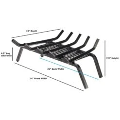 24 In. Steel Heavy-Duty Fireplace Grate With Ember Retainer -Fire Place Store liberty foundry fireplace grates g200 24 bx 1f 1000