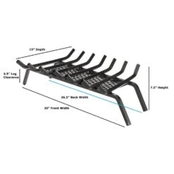30 In. Steel Heavy-Duty Fireplace Grate With Ember Retainer -Fire Place Store liberty foundry fireplace grates g200 30 bx 1f 1000