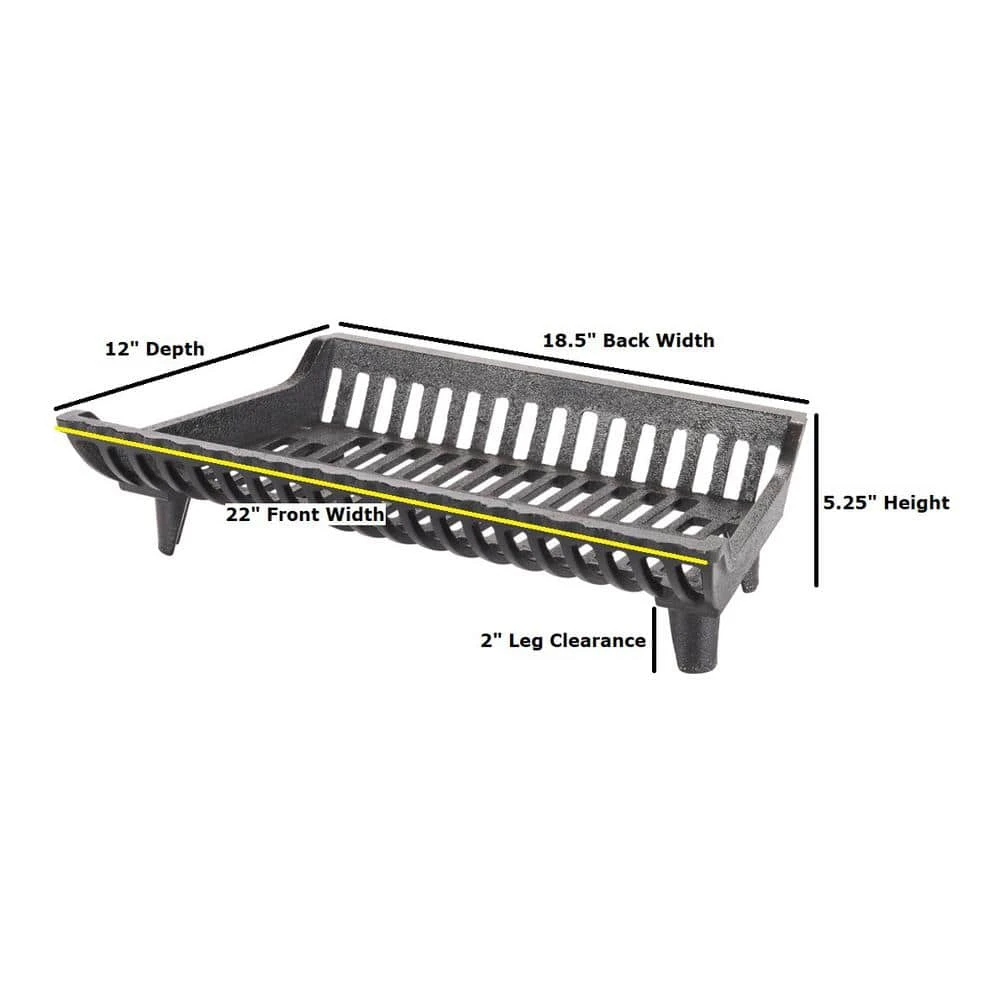 22 In. Cast Iron Heavy-Duty Fireplace Grate With 2 In. Clearance 4 22 In. Cast Iron Heavy-Duty Fireplace Grate With 2 In. Clearance - Image 4