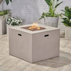 31 In. Light Gray Square Propane Outdoor Fire Pit 17 31 In. Light Gray Square Propane Outdoor Fire Pit -Fire Place Store light gray coporesell gas fire pits clbcfp25lgr 31 1000