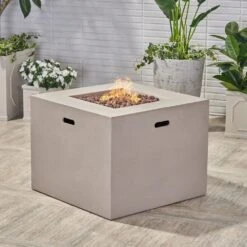 31 In. Light Gray Square Propane Outdoor Fire Pit 12 31 In. Light Gray Square Propane Outdoor Fire Pit -Fire Place Store light gray coporesell gas fire pits clbcfp25lgr 4f 1000