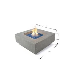 Elementi Plus Victoria 40 In. L X 40 In. W X 17 In. H Square Light Grey Concrete Natural Gas Fire Table -Fire Place Store light gray gas fire pits ofg413lg ng 1f 1000