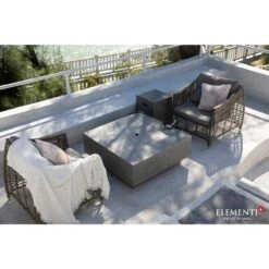 Elementi Plus Victoria 40 In. L X 40 In. W X 17 In. H Square Light Grey Concrete Natural Gas Fire Table -Fire Place Store light gray gas fire pits ofg413lg ng 4f 1000