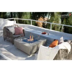 Elementi Plus Victoria 40 In. L X 40 In. W X 17 In. H Square Light Grey Concrete Natural Gas Fire Table -Fire Place Store light gray gas fire pits ofg413lg ng c3 1000