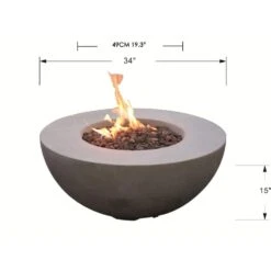 Modeno Roca 35 In. Diameter Light Grey Concrete Natural Gas Fire Table -Fire Place Store light gray modeno gas fire pits ofg107 ng c3 1000