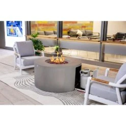Pacaya 43 In. 45000 Btu's Light Grey Concrete Propane Outdoor Fire Pit With Lava Rocks And Cover -Fire Place Store light gray sol living gas fire pits ofg311lg lp 1 1f 1000