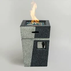 20 In. W X 20 In. D X 29.1 In. H Square Concrete Propane Gas Outdoor Fire Pit In Light Grey-Blue -Fire Place Store light grey blue staykiwi gas fire pits skaohfp15lg bl fa 1000