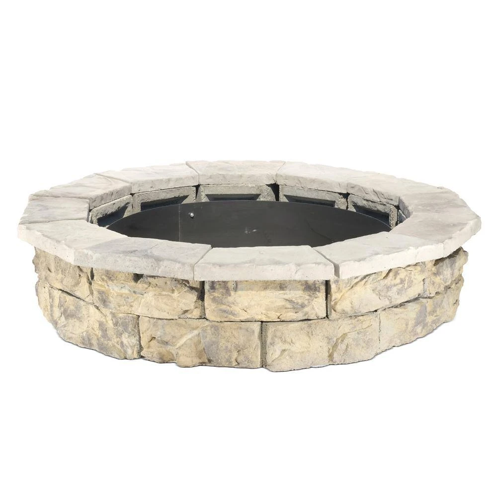 44 In. X 14 In. Concrete Fossill Limestone Round Fire Pit Kit 4 44 In. X 14 In. Concrete Fossill Limestone Round Fire Pit Kit - Image 4