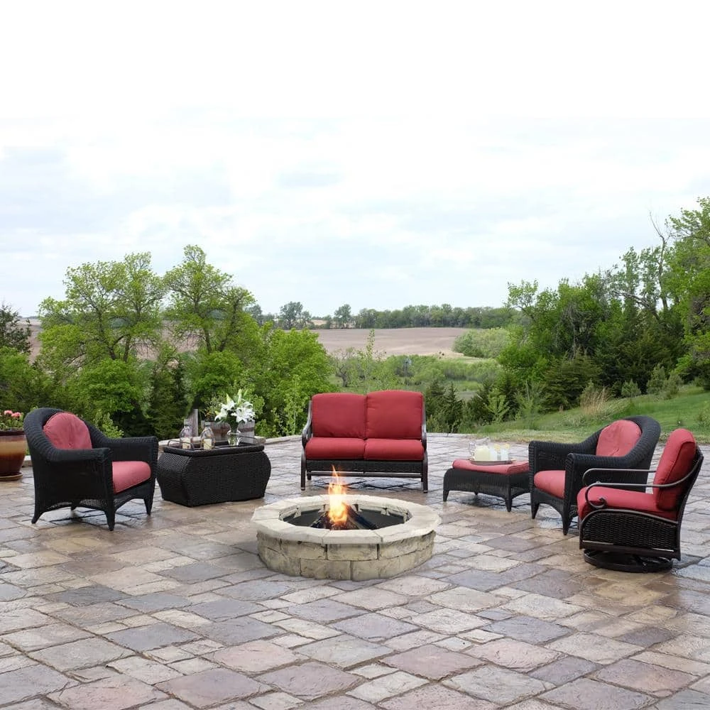 44 In. X 14 In. Concrete Fossill Limestone Round Fire Pit Kit 2 44 In. X 14 In. Concrete Fossill Limestone Round Fire Pit Kit - Image 2