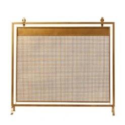 Copper Metal Suspended Grid Style Netting Single-Panel Fireplace Screen With Bolted Detailing 10 Copper Metal Suspended Grid Style Netting Single-Panel Fireplace Screen With Bolted Detailing -Fire Place Store litton lane fireplace screens 043751 66 1000