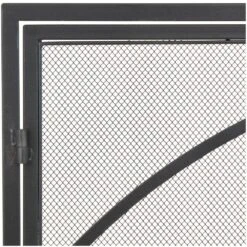 Black Metal Minimalistic Single-Panel Fireplace Screen With Arch Inspired Doors And Handles -Fire Place Store litton lane fireplace screens 043889 a0 1000