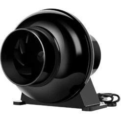 4 In. 195 CFM Duct Inline Ventilation Fan Air Circulation Vent HVAC Exhaust Blower For Grow Tent/Kitchens Lite, Black