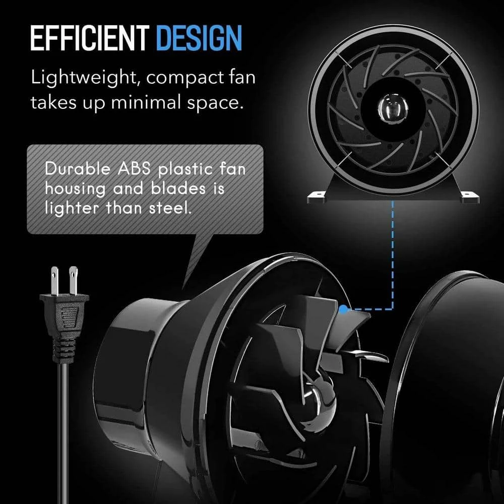 4 In. 195 CFM Duct Inline Ventilation Fan Air Circulation Vent HVAC Exhaust Blower For Grow Tent/Kitchens Lite, Black 6 4 In. 195 CFM Duct Inline Ventilation Fan Air Circulation Vent HVAC Exhaust Blower For Grow Tent/Kitchens Lite, Black - Image 6