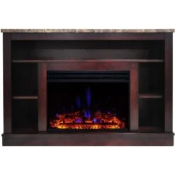 Oxford 47.8 W Freestanding Electric Fireplace In Magonany With Deep Log Insert -Fire Place Store mahogany hanover freestanding electric fireplaces fs5021 1bmhl3 1d 1000