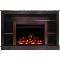 Oxford 47.8 W Freestanding Electric Fireplace In Magonany With Deep Log Insert -Fire Place Store mahogany hanover freestanding electric fireplaces fs5021 1bmhl3 40 1000
