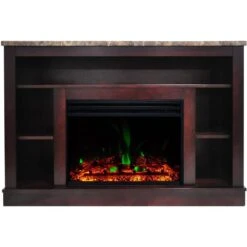 Oxford 47.8 W Freestanding Electric Fireplace In Magonany With Deep Log Insert -Fire Place Store mahogany hanover freestanding electric fireplaces fs5021 1bmhl3 a0 1000