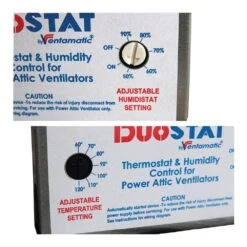 Adjustable Dual Thermostat And Humidistat For Power Attic Fans -Fire Place Store maxx air programmable thermostats xxduostat 44 1000