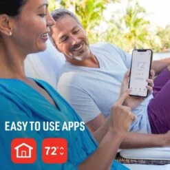 Wi-Fi Smart Color 7-Day Programmable Smart Thermostat With Color-Changing Touchscreen Display 24 Wi-Fi Smart Color 7-Day Programmable Smart Thermostat With Color-Changing Touchscreen Display -Fire Place Store metallic honeywell home programmable thermostats rth9585wf fa 1000