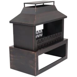 Backyard Blaze Steel Outdoor Fireplace Fire Pit With Built-in Log Storage -Fire Place Store metallic sunnydaze wood burning fire pits fsn 748 76 1000