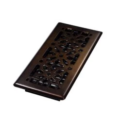 4 In. X 10 In. Steel Gothic Design Floor Register, Rubbed Bronze