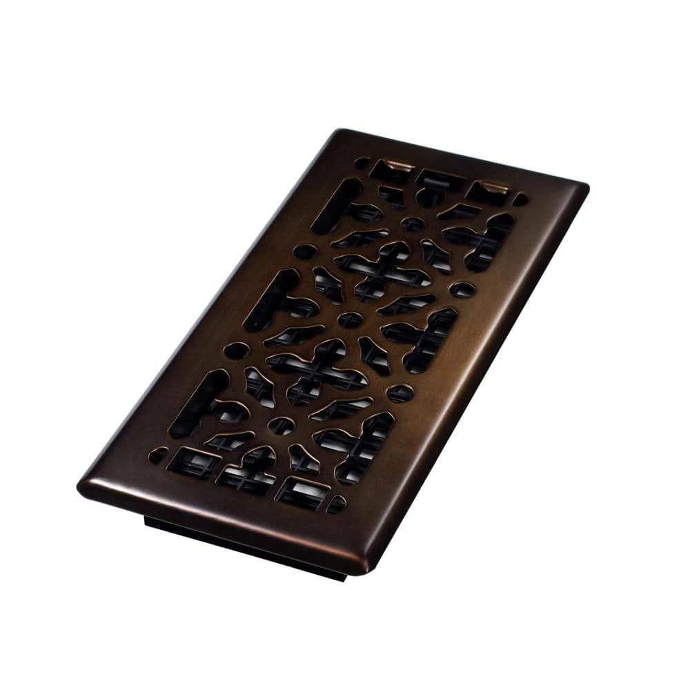 4 In. X 10 In. Steel Gothic Design Floor Register, Rubbed Bronze 1 4 In. X 10 In. Steel Gothic Design Floor Register, Rubbed Bronze