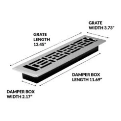 2 In. X 12 In. Steel Brushed Nickel Oriental Design Floor Register -Fire Place Store metallics decor grates registers grilles ajh212 nkl fa 1000