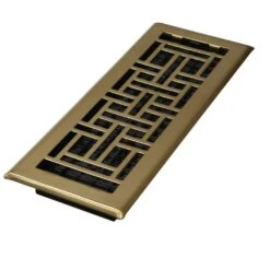 4 In. X 10 In. Steel Antique Brass Oriental Design Floor Register