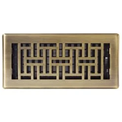 4 In. X 10 In. Steel Antique Brass Oriental Design Floor Register 9 4 In. X 10 In. Steel Antique Brass Oriental Design Floor Register -Fire Place Store metallics decor grates registers grilles ajh410 a a0 1000
