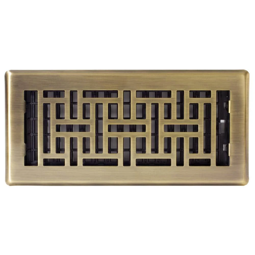 4 In. X 10 In. Steel Antique Brass Oriental Design Floor Register 3 4 In. X 10 In. Steel Antique Brass Oriental Design Floor Register - Image 3