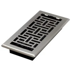 4 In. X 10 In. Steel Brushed Nickel Oriental Design Floor Register
