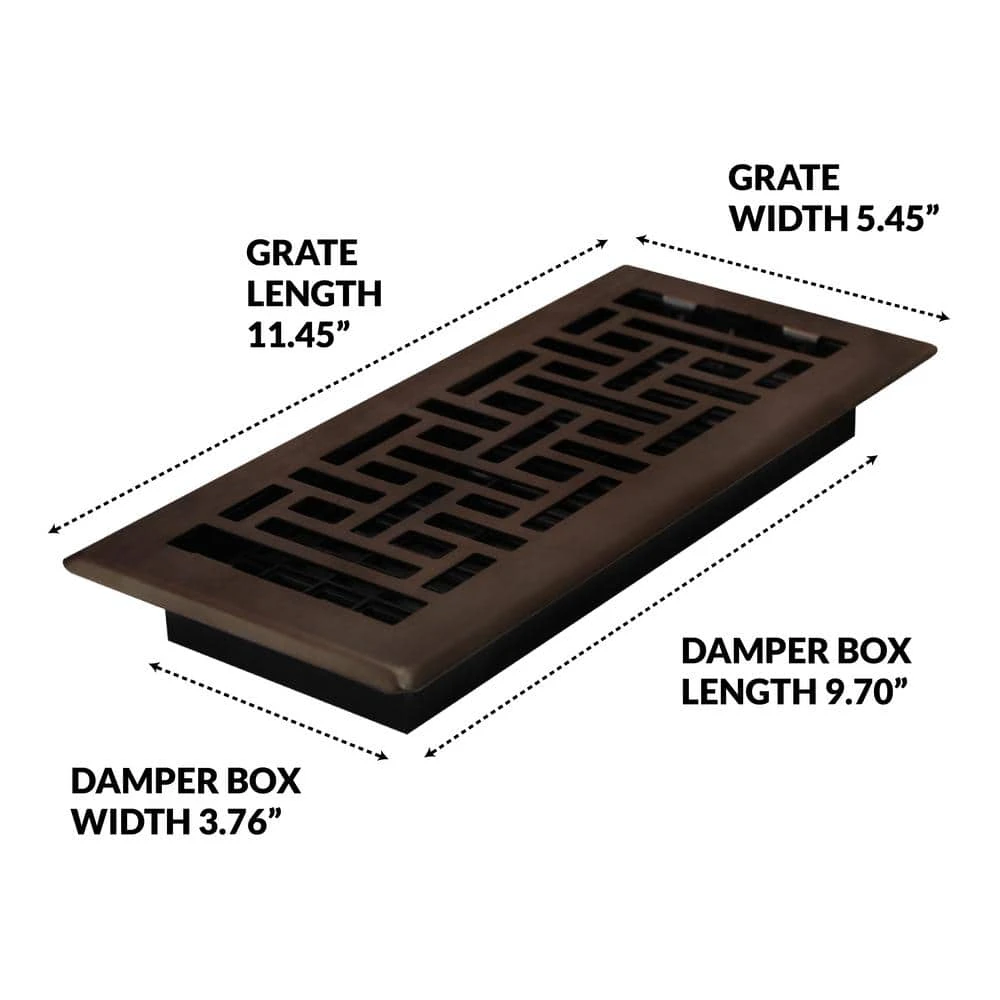 4 In. X 10 In. Steel Floor Register, Oil-Rubbed Bronze 3 4 In. X 10 In. Steel Floor Register, Oil-Rubbed Bronze - Image 3