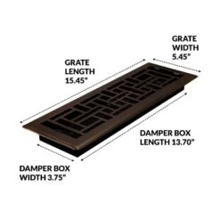 4 In. X 14 In. Oil Rubbed Bronze Steel Oriental Register 12 4 In. X 14 In. Oil Rubbed Bronze Steel Oriental Register -Fire Place Store metallics decor grates registers grilles ajh414 rb a0 1000