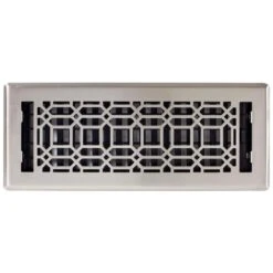 4 In. X 12 In. New Gothic Floor Register, Plated Nickel -Fire Place Store metallics decor grates registers grilles ngh412 nkl a0 1000